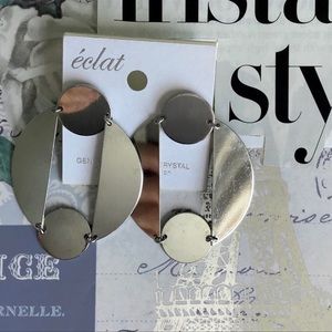 Modern Geometric Silver Chrome Earrings